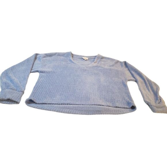 Hippie Rose Fuzzy Cropped Sweater Purple V Neck Super Soft‎ Comfy L Designer - Picture 6 of 16